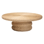bali & pari Silvia Natural Rattan Coffee Table - Handwoven Wicker Accent Cocktail Table with Pedestal Base for Living Room or Sunroom